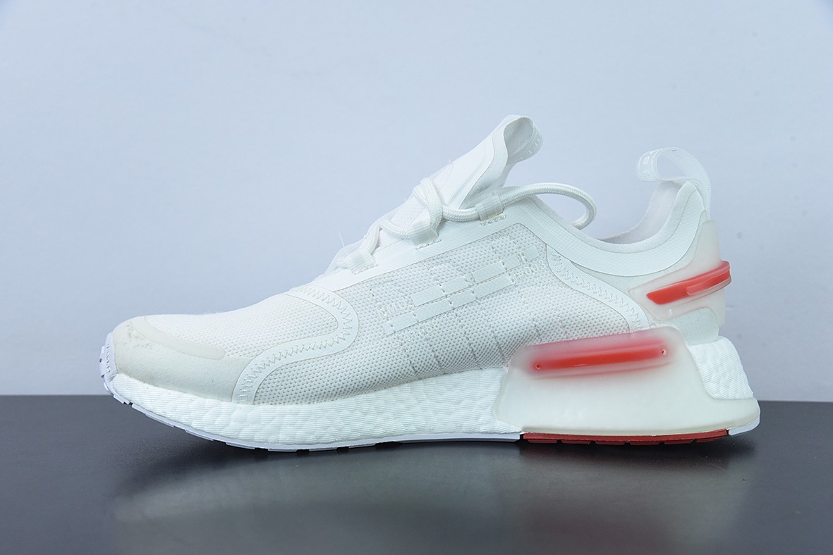 아디다스 아디다스 NMD_V3 부스트 OG 화이트 플라이 위브 시리즈 로우탑 팝콘 쿠셔닝 백 캐주얼 스포츠 러닝화 니트 화이트 블루 레드 GX3379 사이즈: 36-45