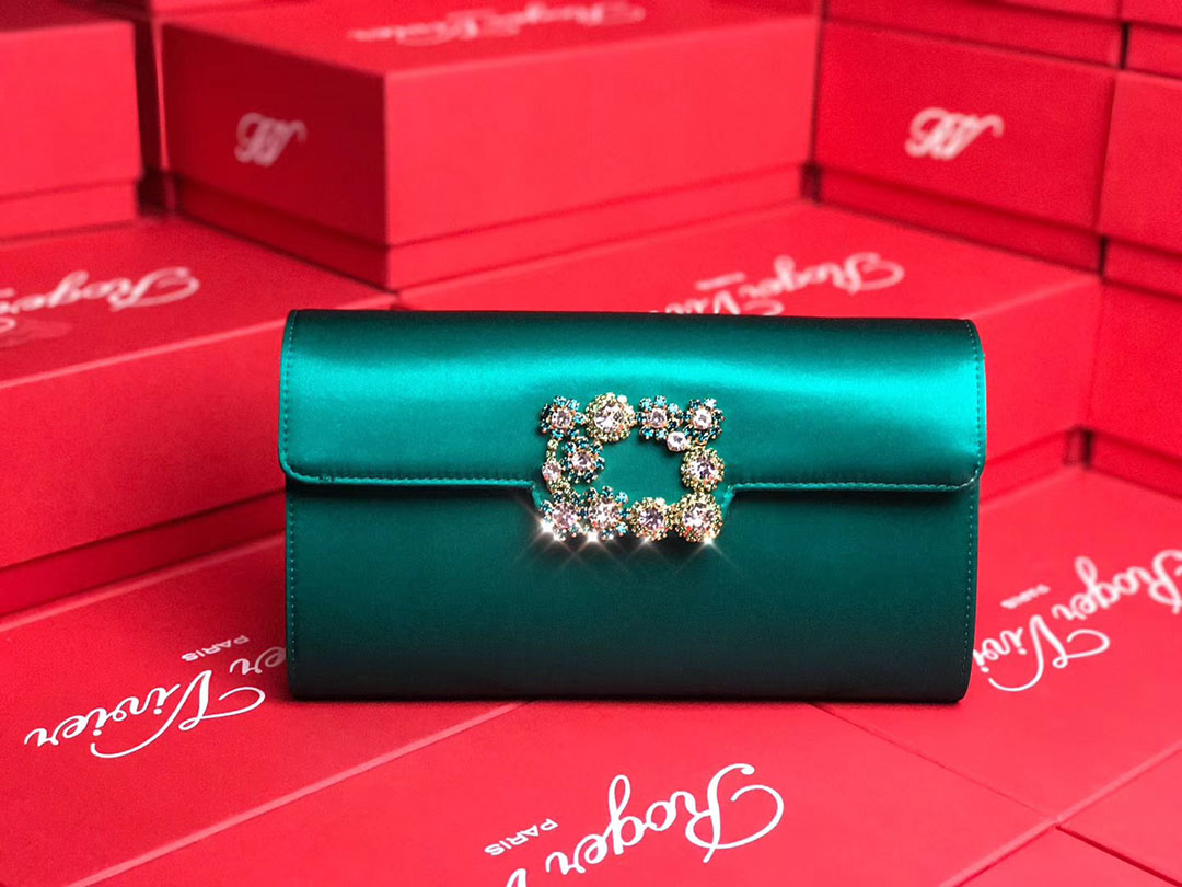 로저비비에 플라워 새틴 클러치&숄더 24CM R30440