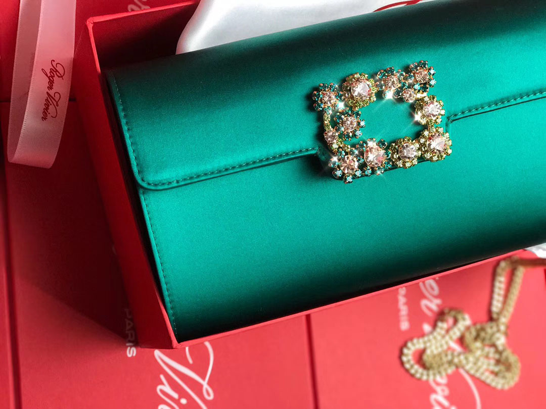 로저비비에 플라워 새틴 클러치&숄더 24CM R30440