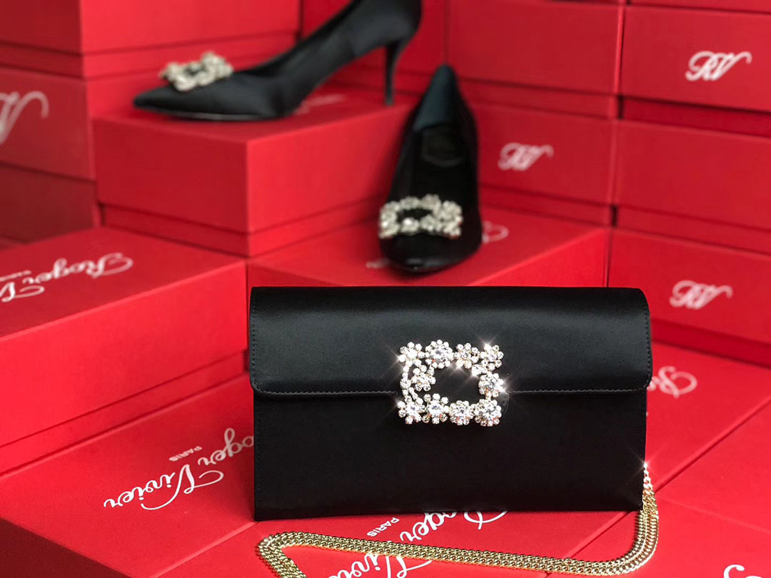 로저비비에 플라워 새틴 클러치&숄더 24CM R30440