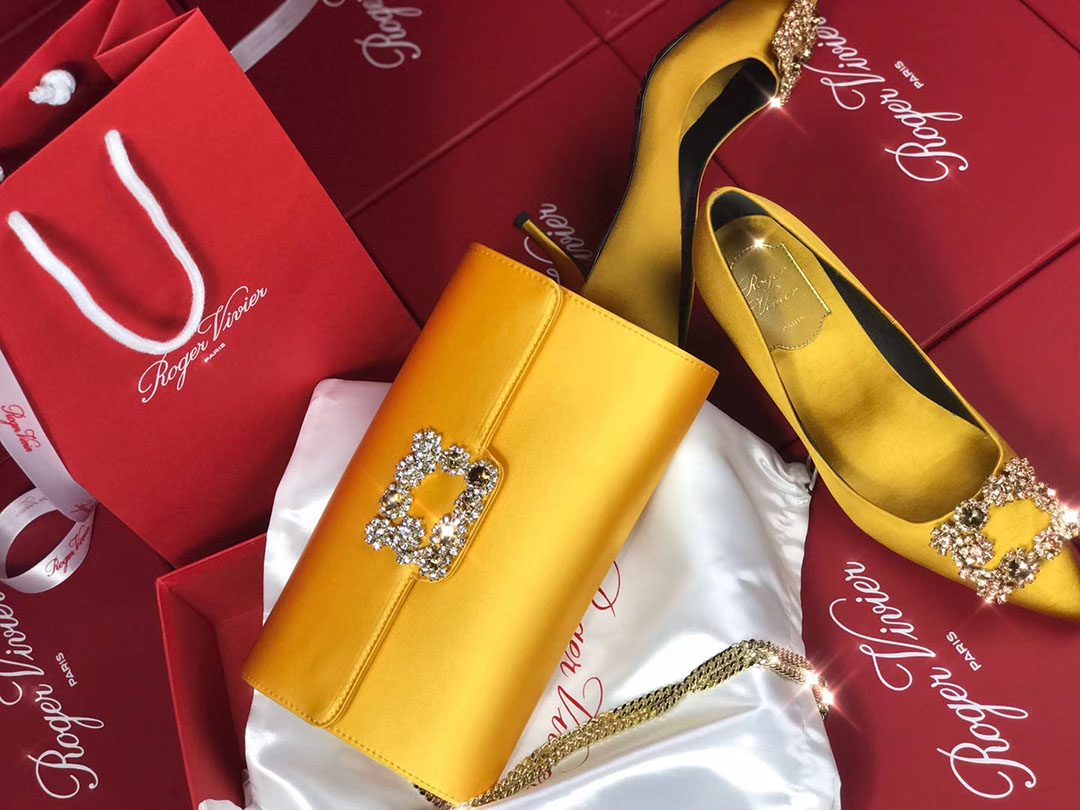 로저비비에 플라워 새틴 클러치&숄더 24CM R30440