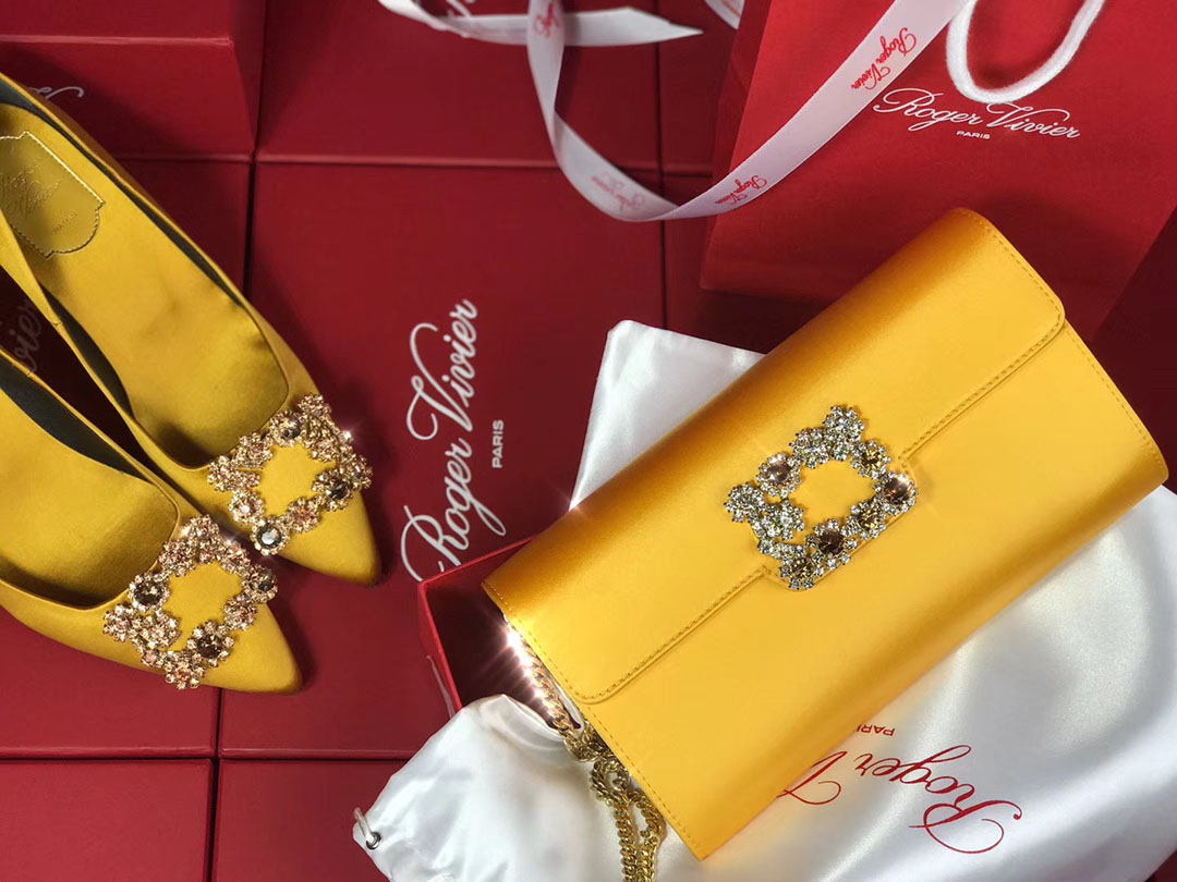 로저비비에 플라워 새틴 클러치&숄더 24CM R30440