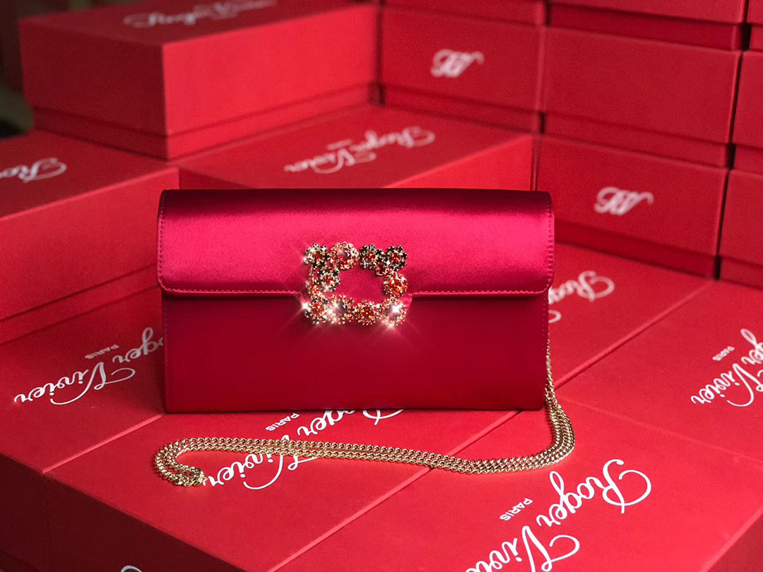 로저비비에 플라워 새틴 클러치&숄더 24CM R30440