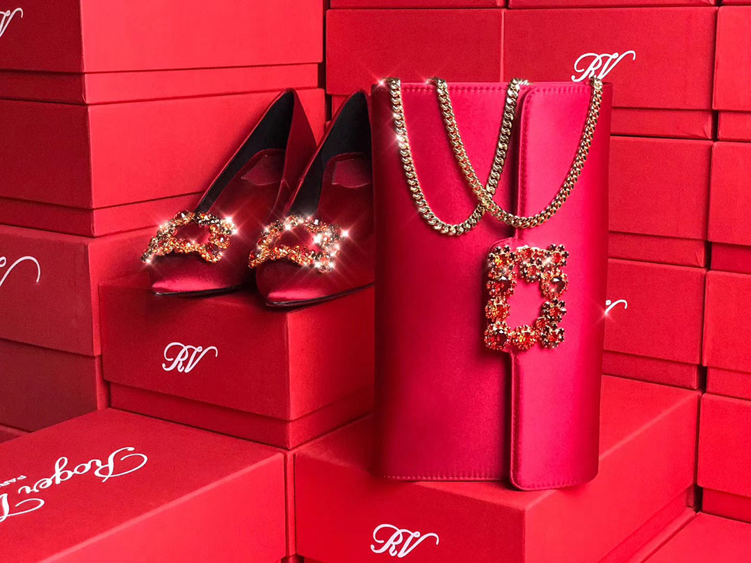 로저비비에 플라워 새틴 클러치&숄더 24CM R30440