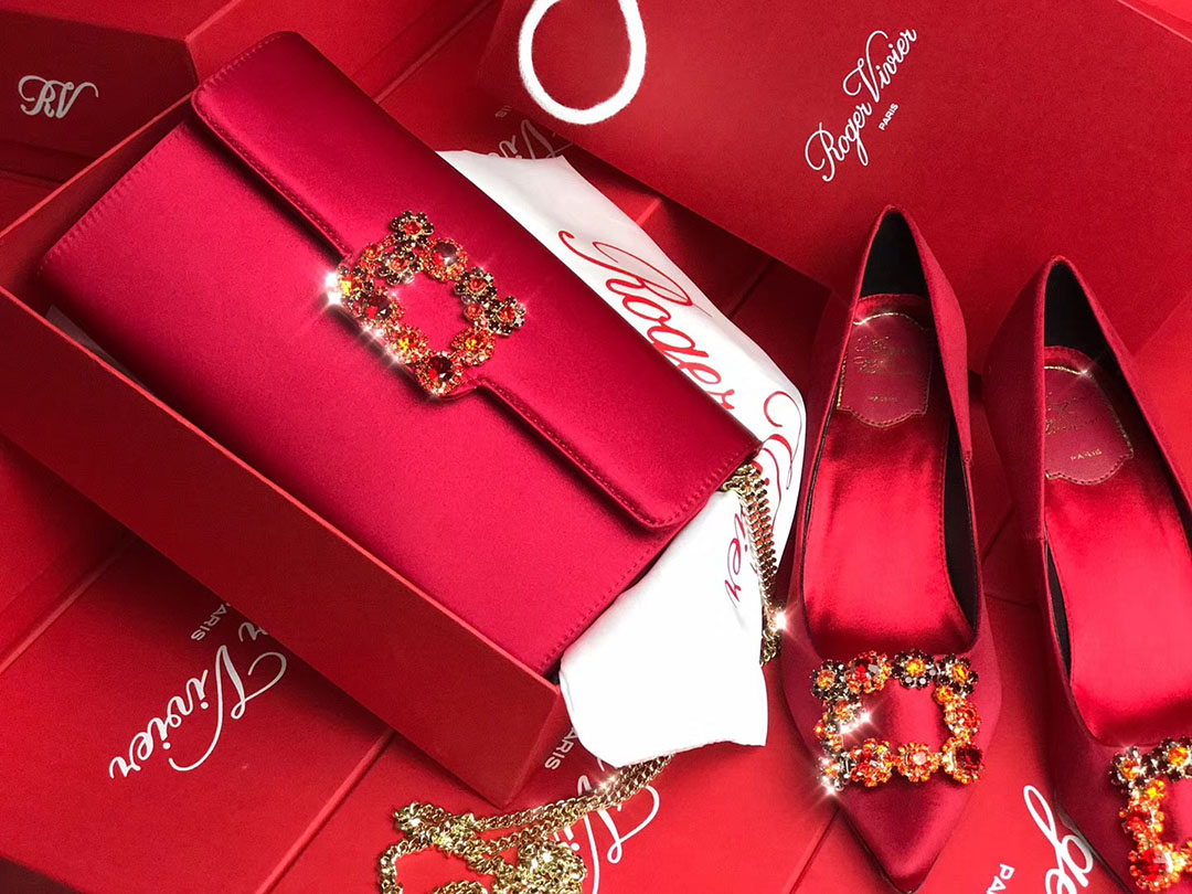 로저비비에 플라워 새틴 클러치&숄더 24CM R30440