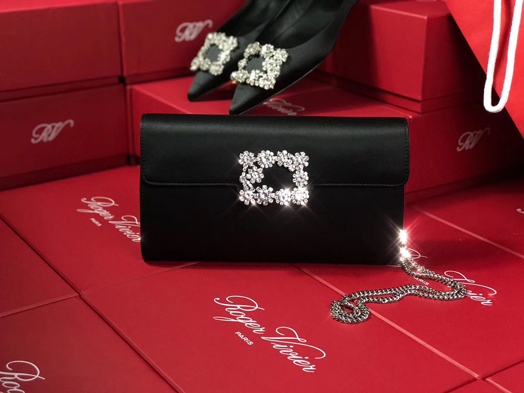 로저비비에 플라워 새틴 클러치&숄더 24CM R30440