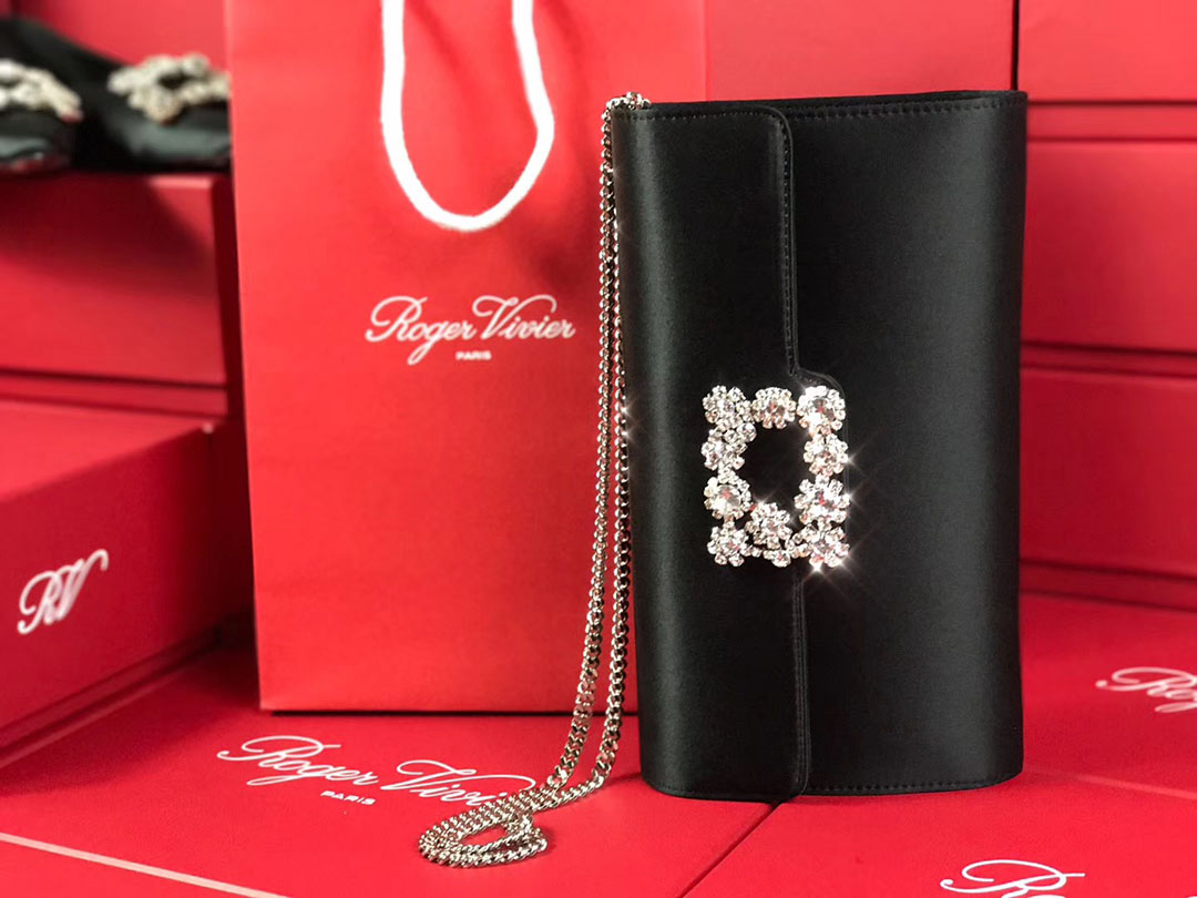 로저비비에 플라워 새틴 클러치&숄더 24CM R30440