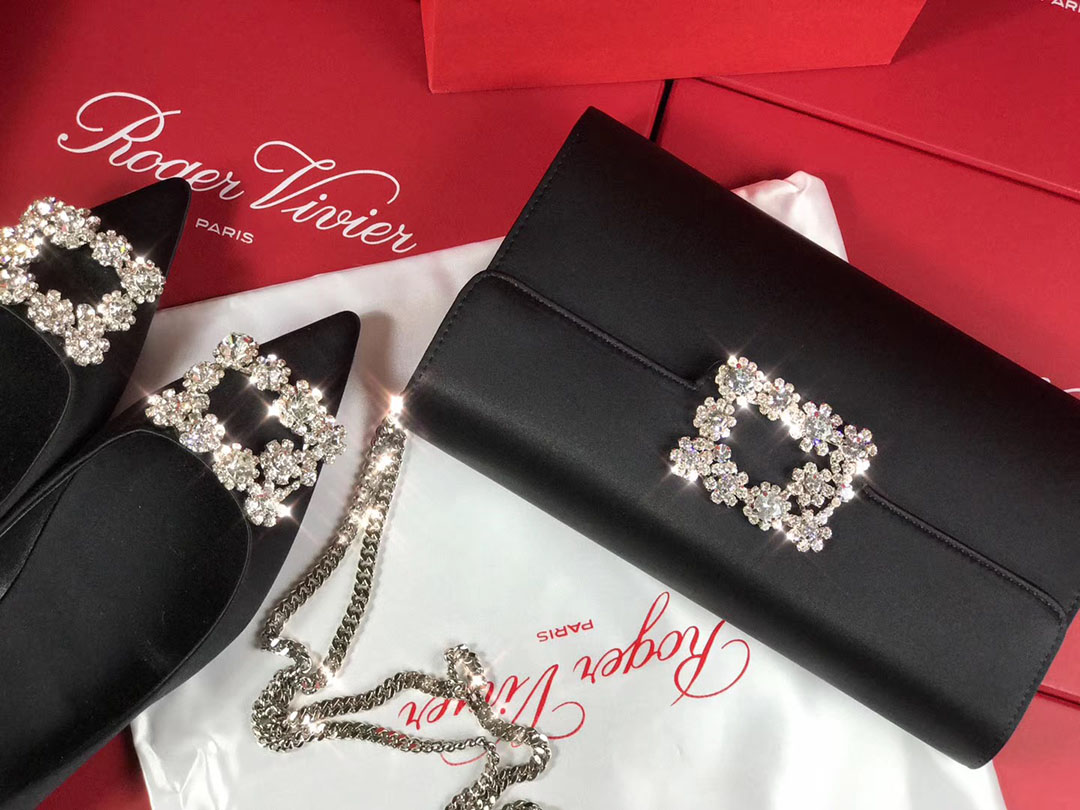 로저비비에 플라워 새틴 클러치&숄더 24CM R30440