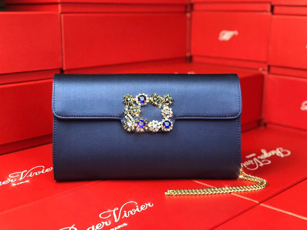 로저비비에 플라워 새틴 클러치&숄더 24CM R30440