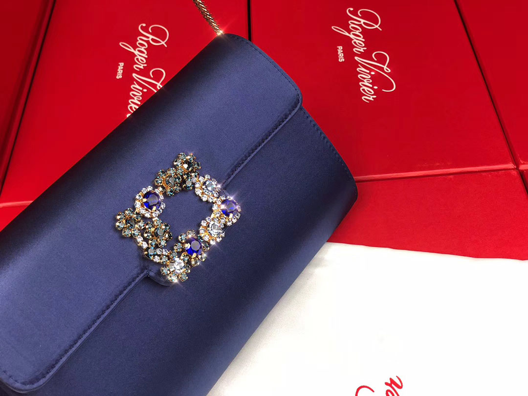 로저비비에 플라워 새틴 클러치&숄더 24CM R30440