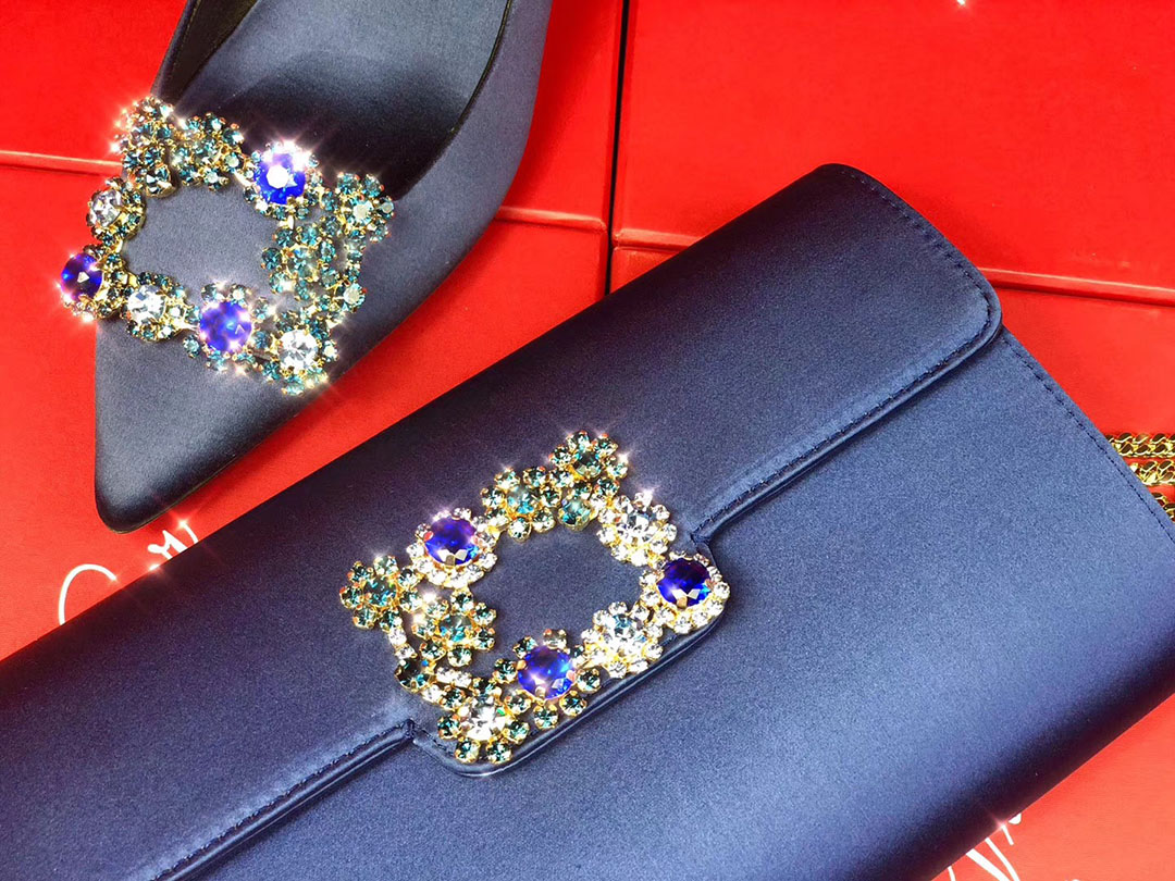 로저비비에 플라워 새틴 클러치&숄더 24CM R30440