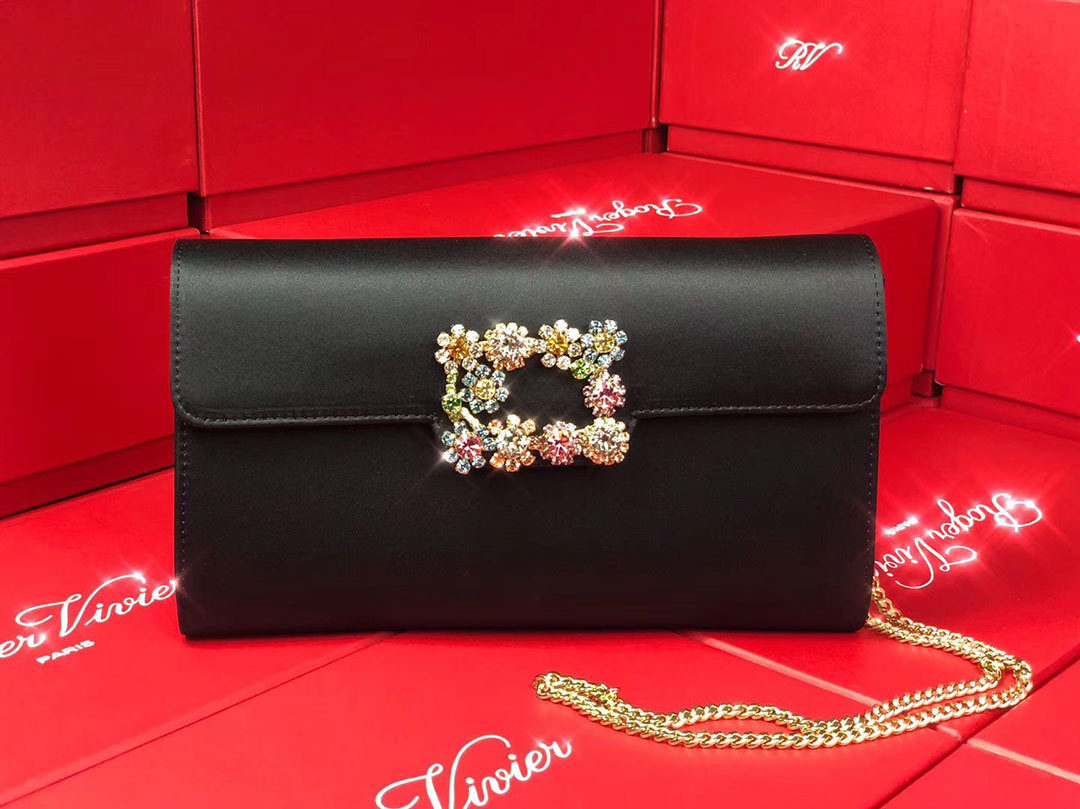 로저비비에 플라워 새틴 클러치&숄더 24CM R30440