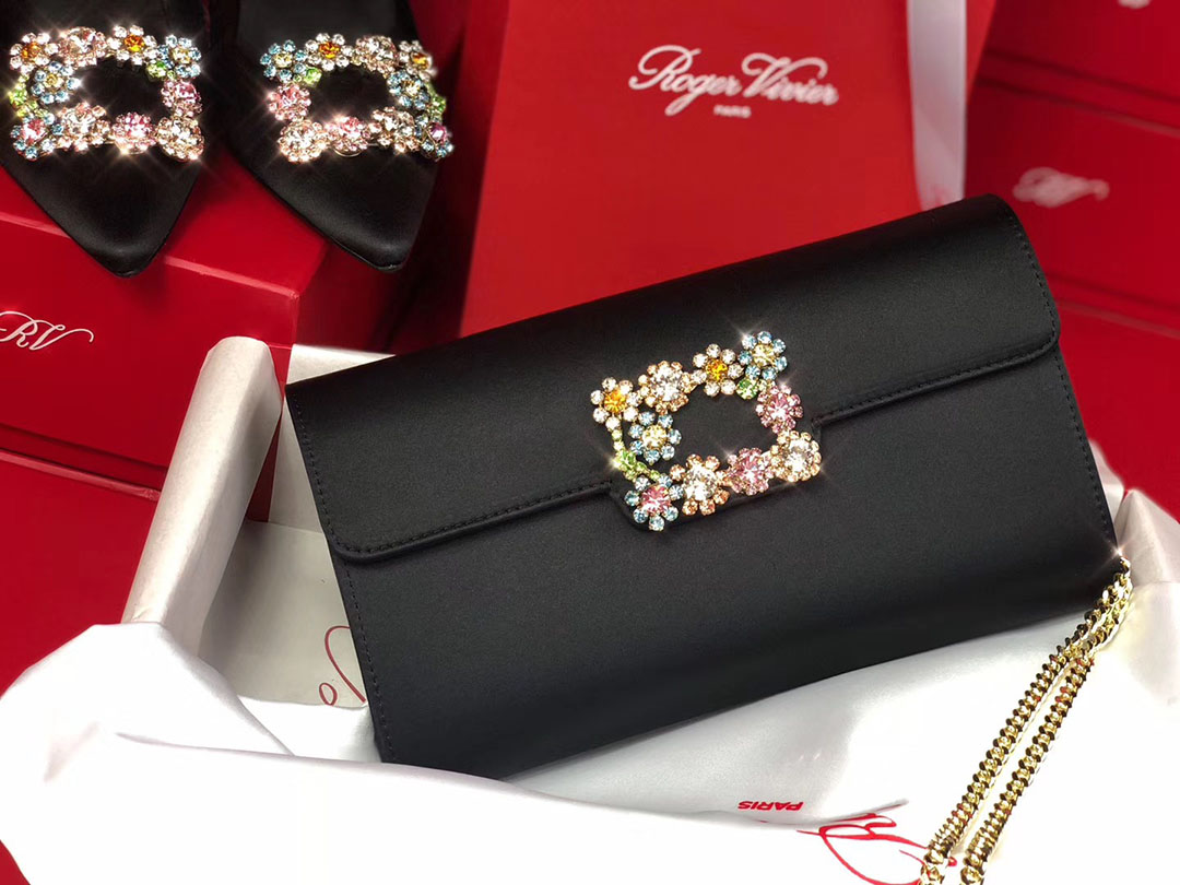 로저비비에 플라워 새틴 클러치&숄더 24CM R30440