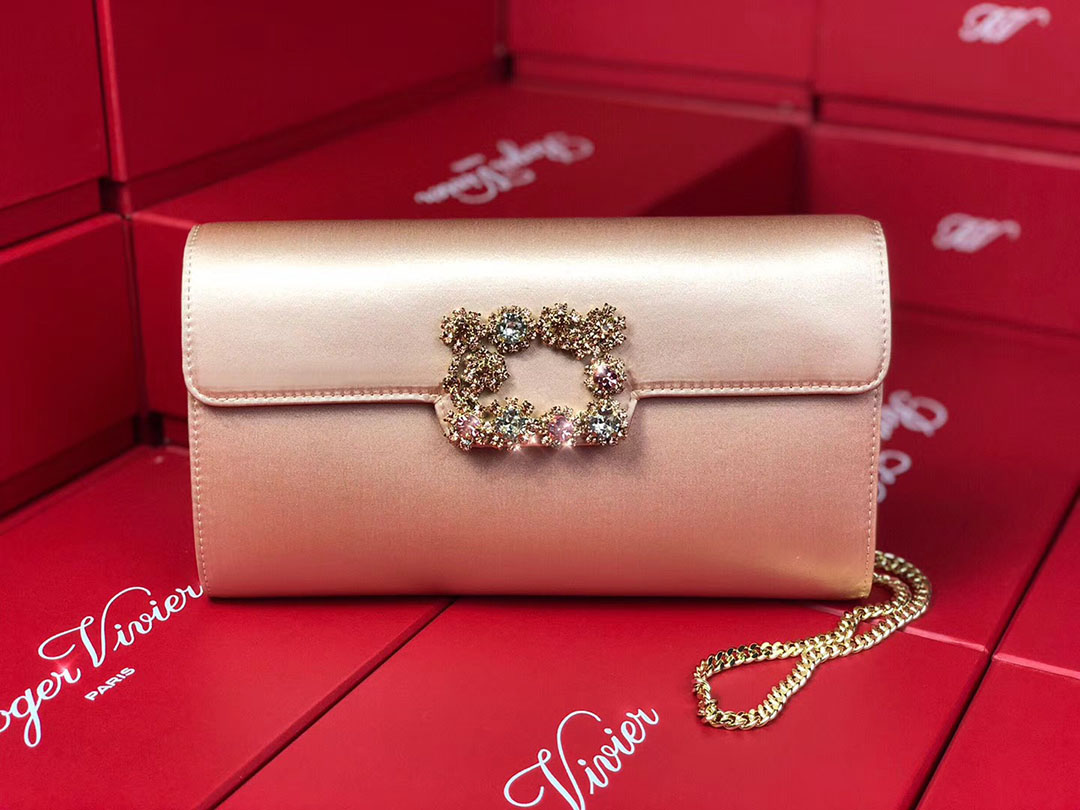 로저비비에 플라워 새틴 클러치&숄더 24CM R30440