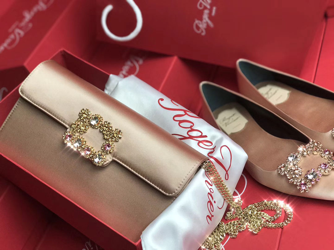 로저비비에 플라워 새틴 클러치&숄더 24CM R30440