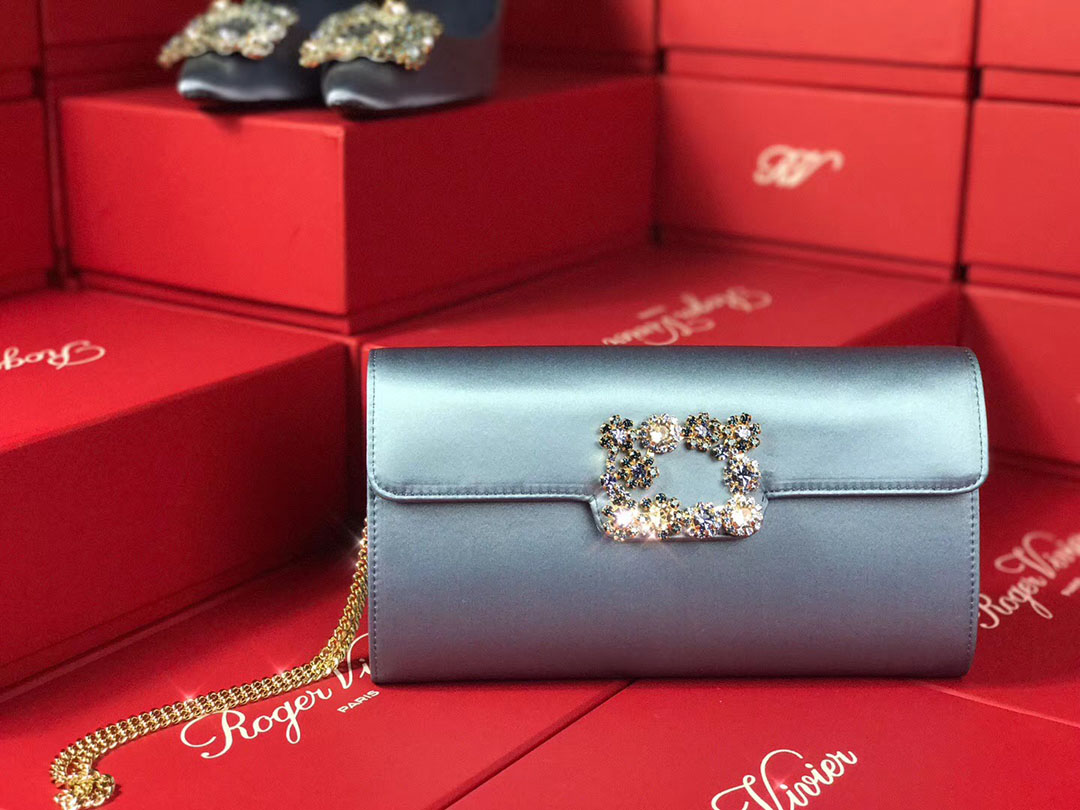 로저비비에 플라워 새틴 클러치&숄더 24CM R30599