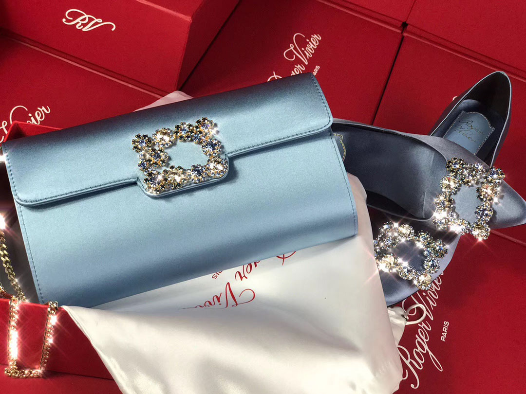 로저비비에 플라워 새틴 클러치&숄더 24CM R30599