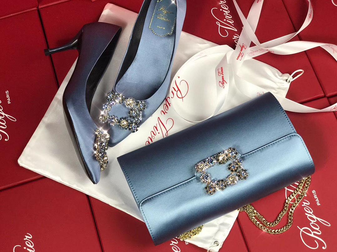 로저비비에 플라워 새틴 클러치&숄더 24CM R30599