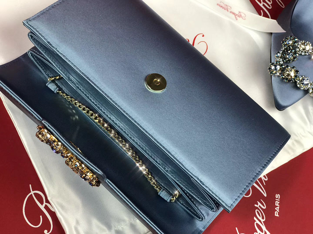 로저비비에 플라워 새틴 클러치&숄더 24CM R30599