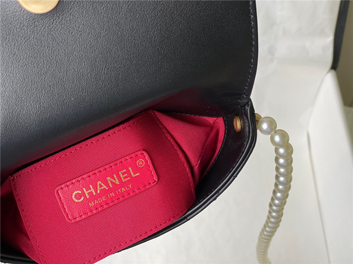 CHANEL 샤넬 카프스킨 퀼팅 스트랩 스몰 호보백 AS2503