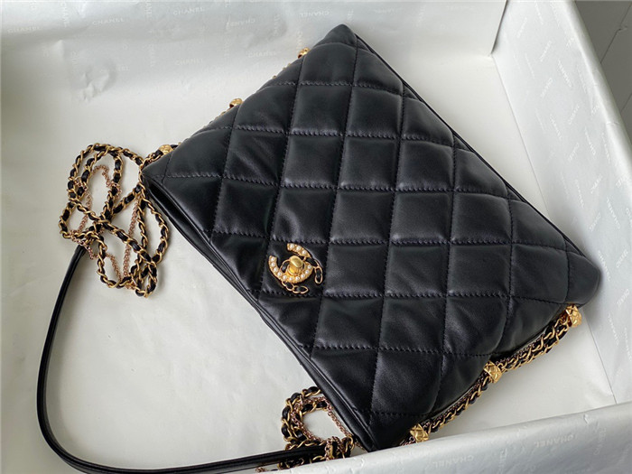 CHANEL 샤넬 램스킨 퀼팅 체인 호보백 AS2666