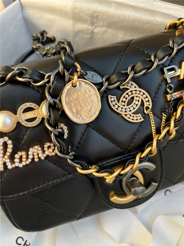 CHANEL 샤넬 램스킨 이미테이션펄 스트라스 스몰 플랩백 AS2978