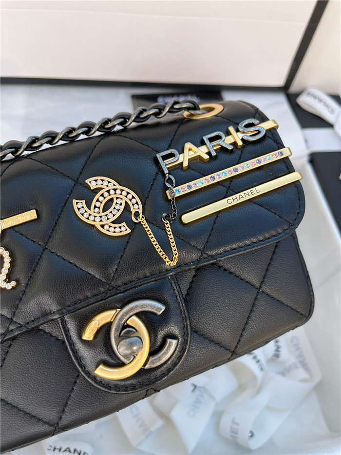 CHANEL 샤넬 램스킨 이미테이션펄 스트라스 스몰 플랩백 AS2978