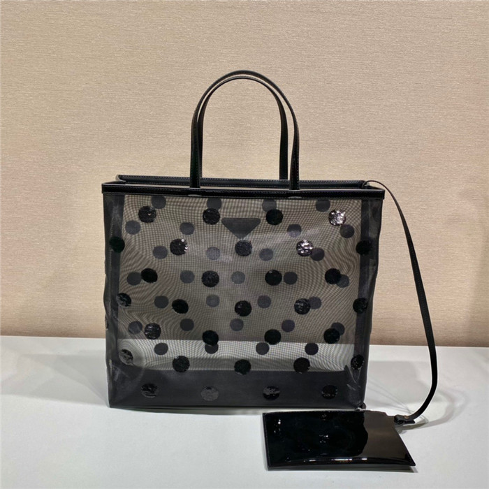 PRADA 프라다 폴카 도트 메쉬 쇼퍼백 1BG416