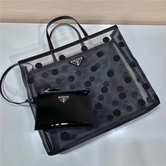 PRADA 프라다 폴카 도트 메쉬 쇼퍼백 1BG416