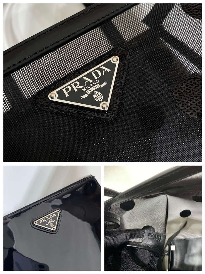 PRADA 프라다 폴카 도트 메쉬 쇼퍼백 1BG416