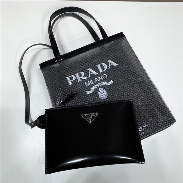 PRADA 프라다 스몰 스팽글 메쉬 카바스백 1BG417