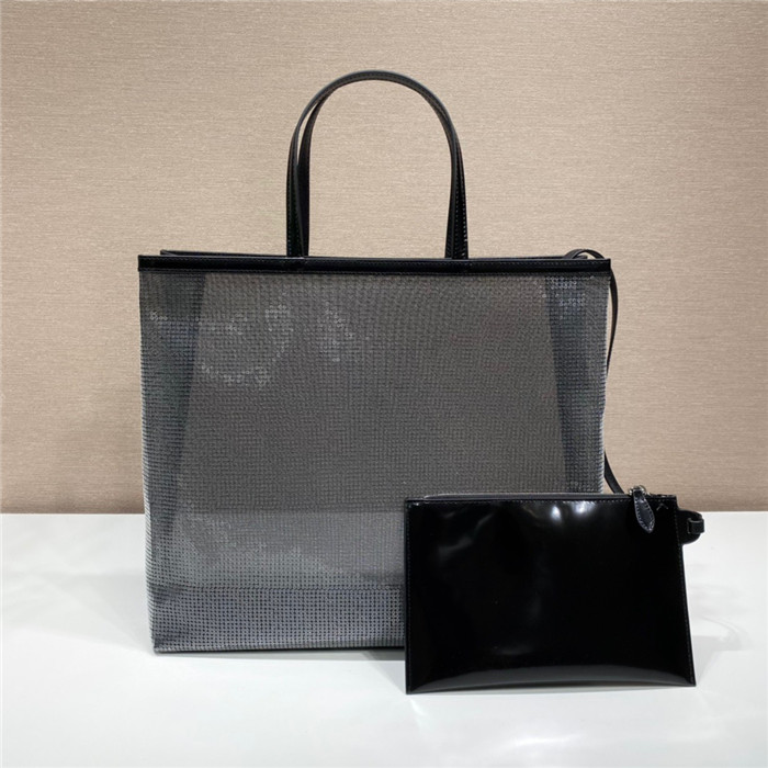 PRADA 프라다 라지 스팽글 메쉬 카바스백 1BG416