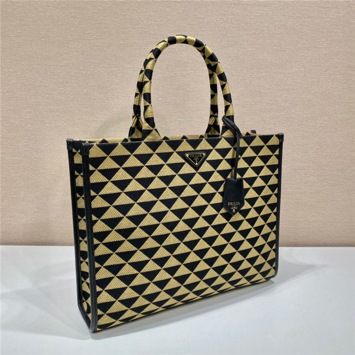 PRADA 프라다 심볼 엠브로이더드 패브릭 마이크로 토트백 1BA356