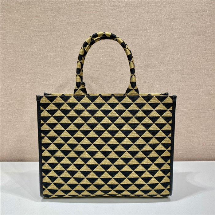 PRADA 프라다 심볼 엠브로이더드 패브릭 마이크로 토트백 1BA356