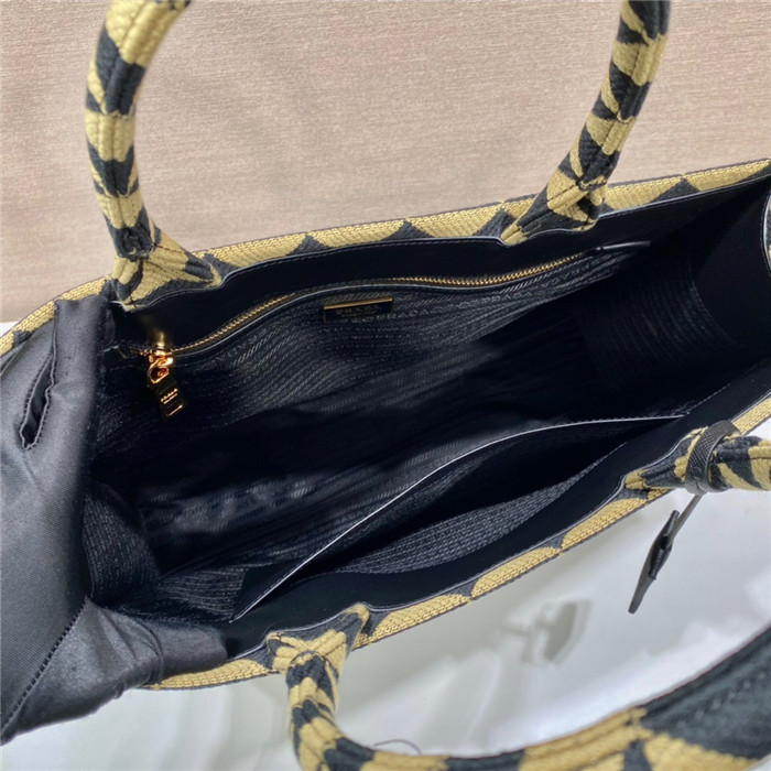 PRADA 프라다 심볼 엠브로이더드 패브릭 마이크로 토트백 1BA356