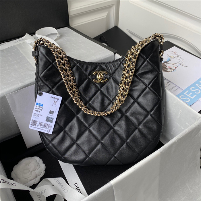 CHANEL 샤넬 램스킨 호보 핸드백 AS315