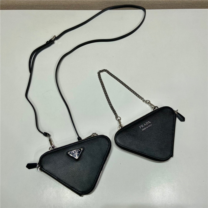 PRADA 프라다 더블 지퍼 트라이앵글 미니백 1NR015
