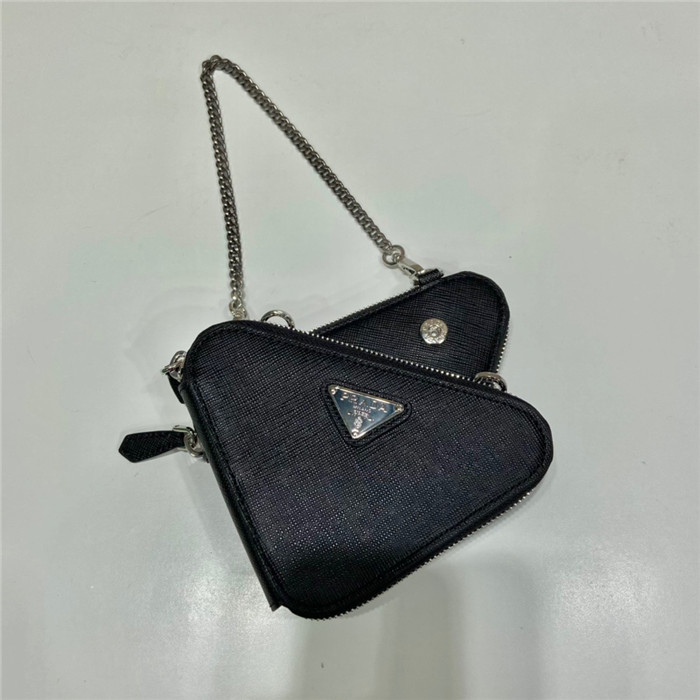 PRADA 프라다 더블 지퍼 트라이앵글 미니백 1NR015