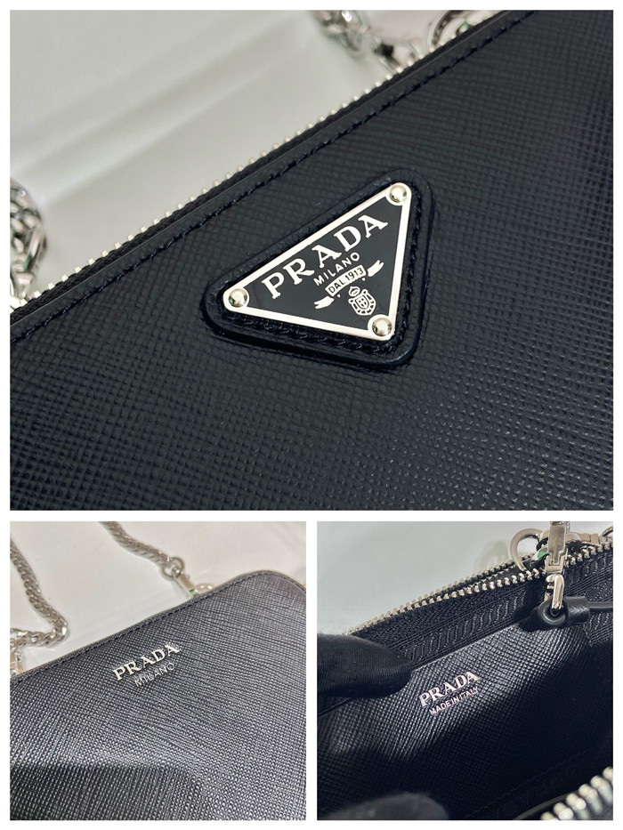 PRADA 프라다 더블 지퍼 트라이앵글 미니백 1NR015