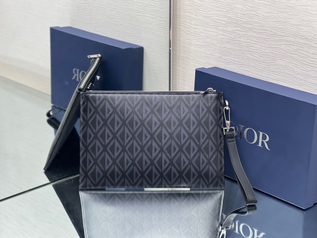 DIOR 디올 CD 다이아몬드 캔버스 A5 파우치 클러치