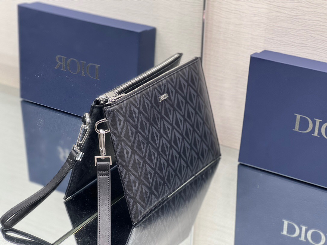 DIOR 디올 CD 다이아몬드 캔버스 A5 파우치 클러치