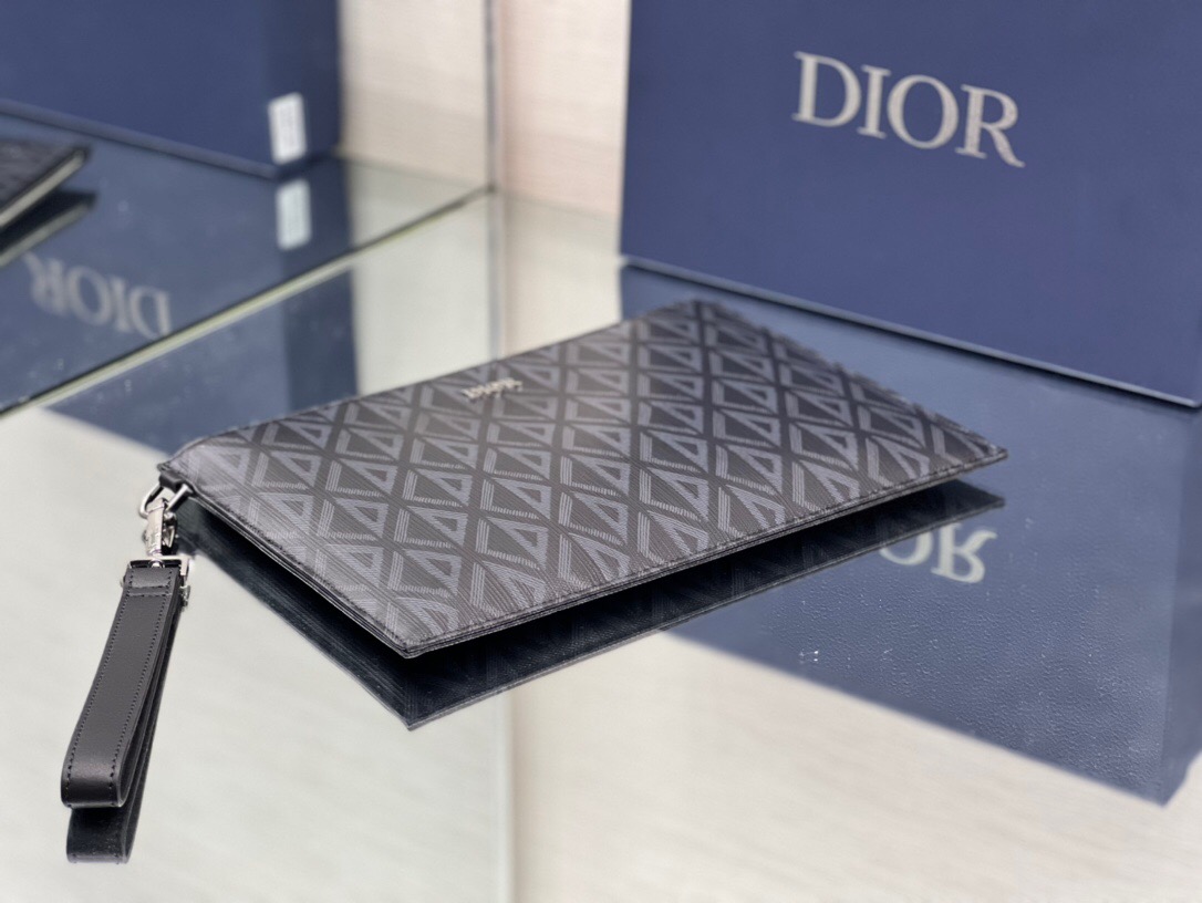 DIOR 디올 CD 다이아몬드 캔버스 A5 파우치 클러치