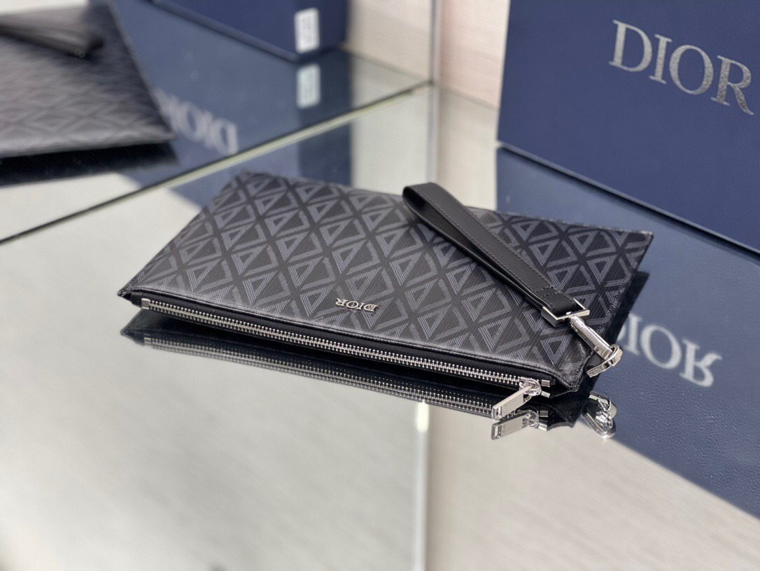 DIOR 디올 CD 다이아몬드 캔버스 A5 파우치 클러치