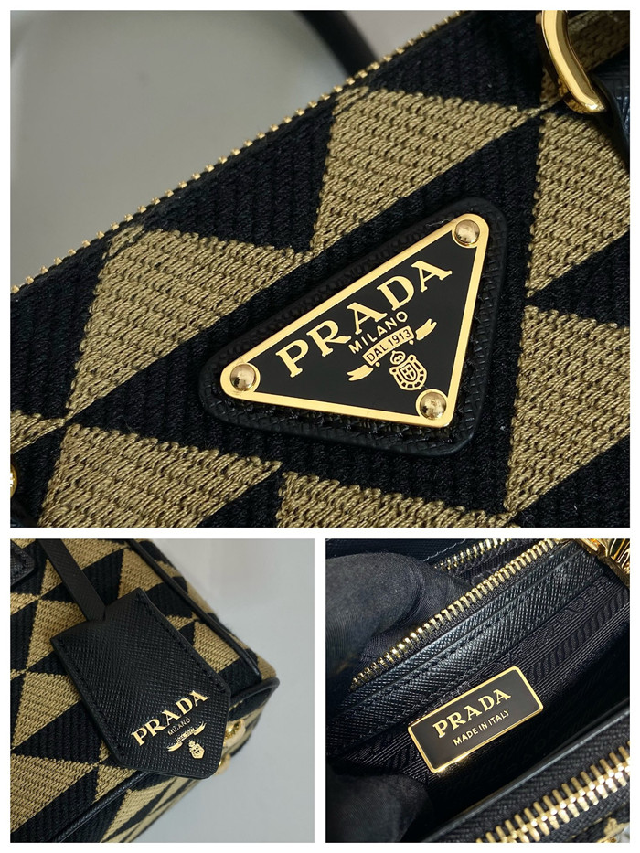 PRADA 프라다 갤러리아 자수 패브릭 아미크로백 1BA906
