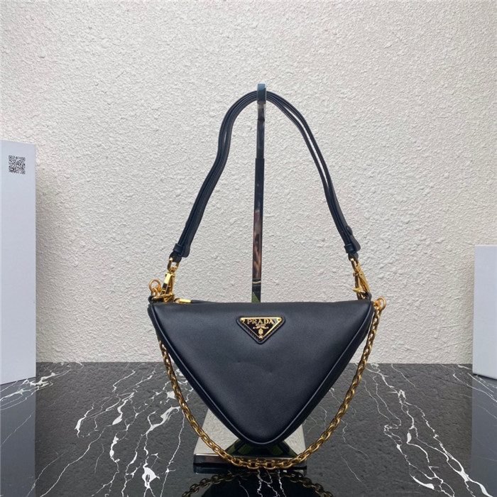 PRADA 프라다 트라이앵글 가죽 패브릭 미니 숄더백 1BC176
