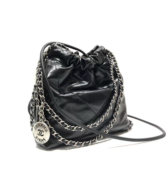  Chanel 샤넬 샤이니 카프스킨 실버메탈 핸드백 미니 AS3263