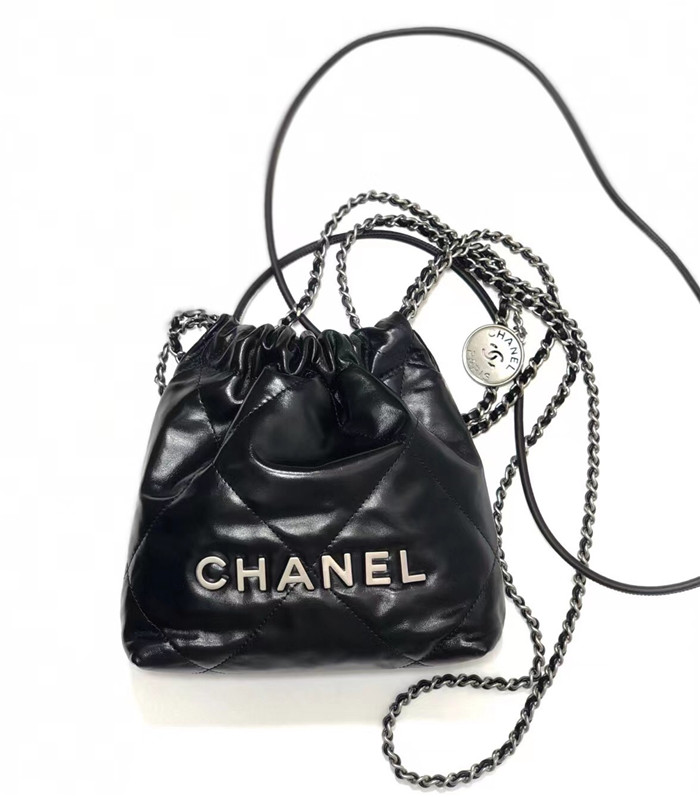  Chanel 샤넬 샤이니 카프스킨 실버메탈 핸드백 미니 AS3263