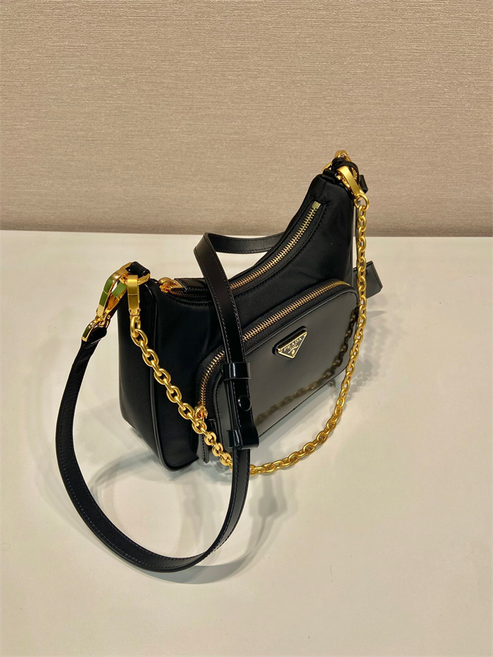 PRADA  프라다 리나일론 브러시드 가죽 미니 숄더백 1BC198