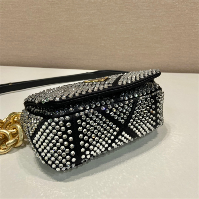 PRADA  프라다 크리스탈 장식 새틴 미니백 1BD329
