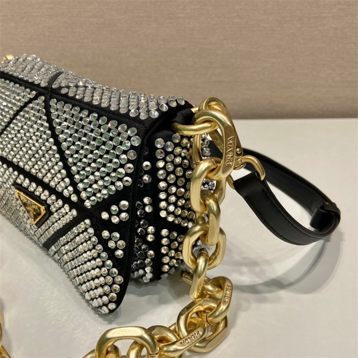 PRADA  프라다 크리스탈 장식 새틴 미니백 1BD329